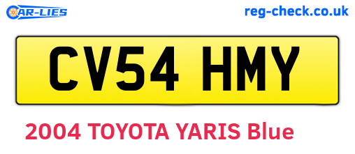 CV54HMY are the vehicle registration plates.