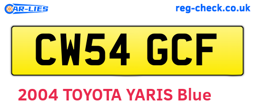CW54GCF are the vehicle registration plates.