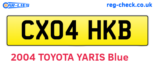 CX04HKB are the vehicle registration plates.