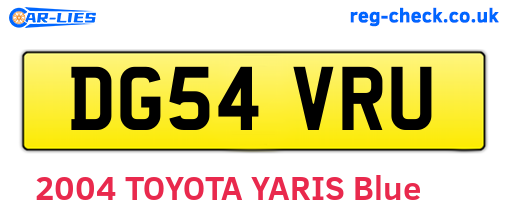 DG54VRU are the vehicle registration plates.
