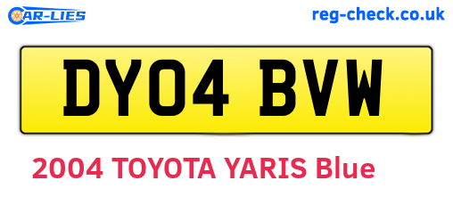 DY04BVW are the vehicle registration plates.
