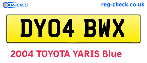 DY04BWX are the vehicle registration plates.