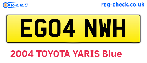 EG04NWH are the vehicle registration plates.