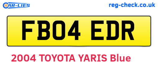 FB04EDR are the vehicle registration plates.