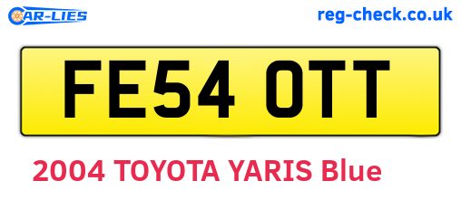 FE54OTT are the vehicle registration plates.