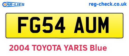 FG54AUM are the vehicle registration plates.