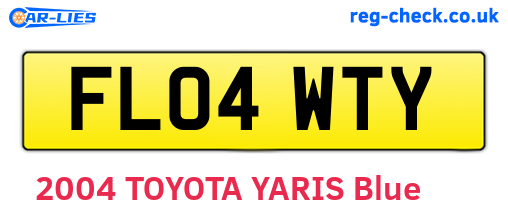 FL04WTY are the vehicle registration plates.