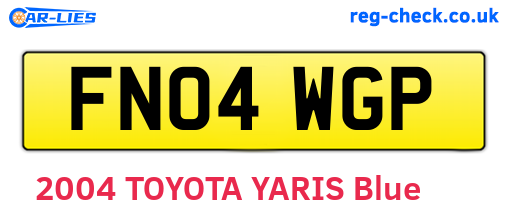 FN04WGP are the vehicle registration plates.