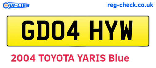 GD04HYW are the vehicle registration plates.