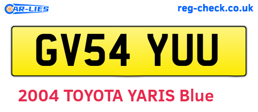 GV54YUU are the vehicle registration plates.