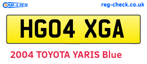 HG04XGA are the vehicle registration plates.