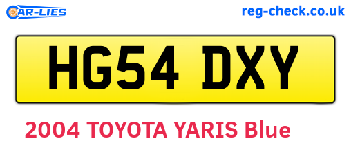 HG54DXY are the vehicle registration plates.