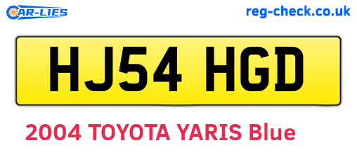 HJ54HGD are the vehicle registration plates.