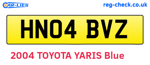 HN04BVZ are the vehicle registration plates.