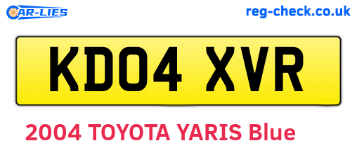 KD04XVR are the vehicle registration plates.