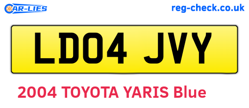 LD04JVY are the vehicle registration plates.