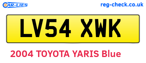 LV54XWK are the vehicle registration plates.