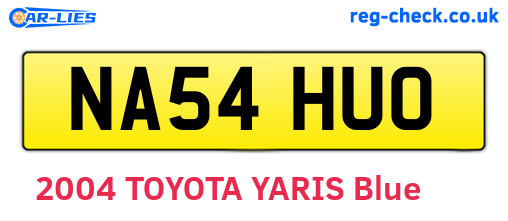 NA54HUO are the vehicle registration plates.