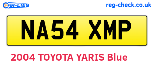 NA54XMP are the vehicle registration plates.