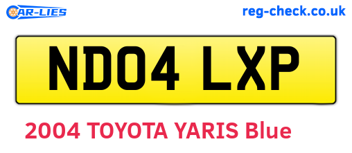 ND04LXP are the vehicle registration plates.