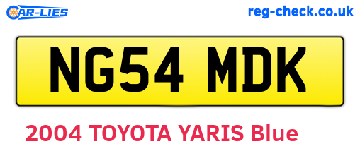 NG54MDK are the vehicle registration plates.