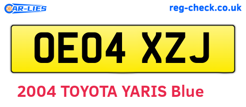 OE04XZJ are the vehicle registration plates.
