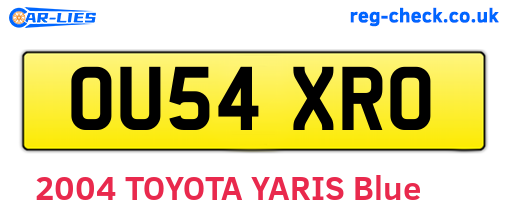OU54XRO are the vehicle registration plates.