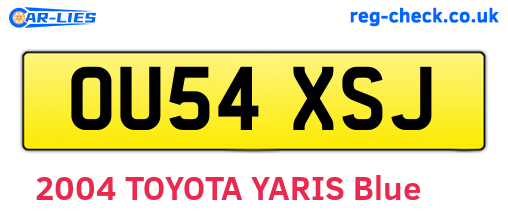 OU54XSJ are the vehicle registration plates.