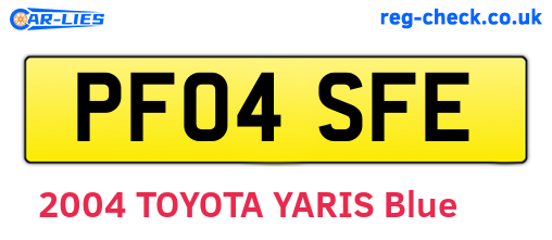 PF04SFE are the vehicle registration plates.