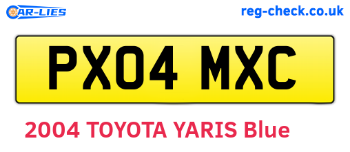 PX04MXC are the vehicle registration plates.