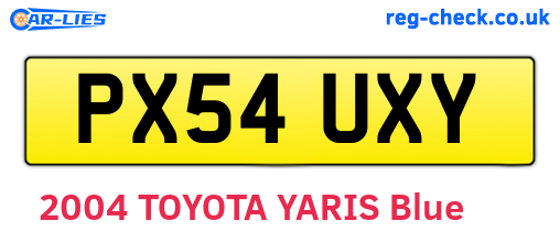 PX54UXY are the vehicle registration plates.