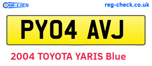 PY04AVJ are the vehicle registration plates.
