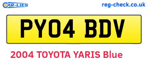 PY04BDV are the vehicle registration plates.