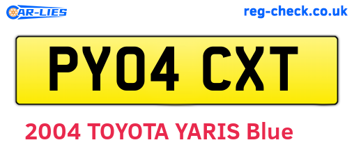 PY04CXT are the vehicle registration plates.