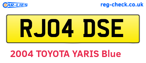 RJ04DSE are the vehicle registration plates.