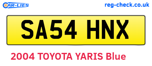 SA54HNX are the vehicle registration plates.
