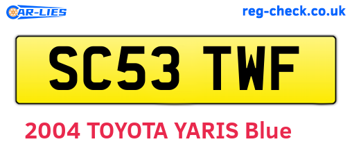 SC53TWF are the vehicle registration plates.