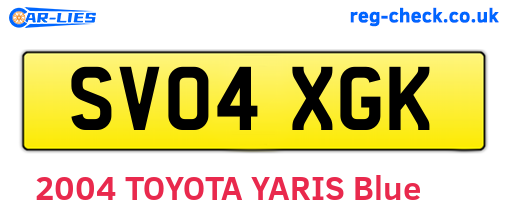 SV04XGK are the vehicle registration plates.