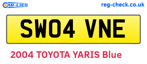 SW04VNE are the vehicle registration plates.