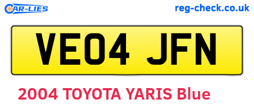 VE04JFN are the vehicle registration plates.