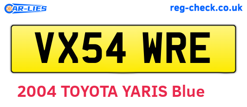 VX54WRE are the vehicle registration plates.