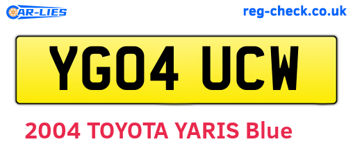 YG04UCW are the vehicle registration plates.