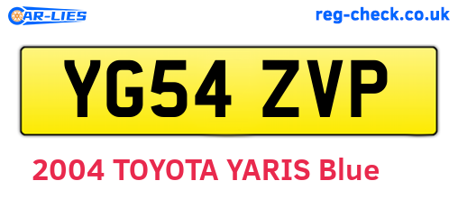 YG54ZVP are the vehicle registration plates.