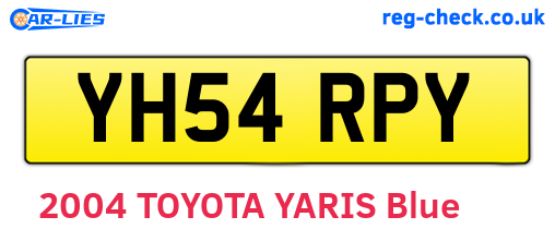 YH54RPY are the vehicle registration plates.