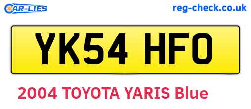 YK54HFO are the vehicle registration plates.