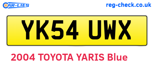 YK54UWX are the vehicle registration plates.