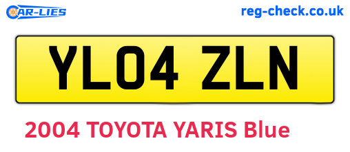 YL04ZLN are the vehicle registration plates.