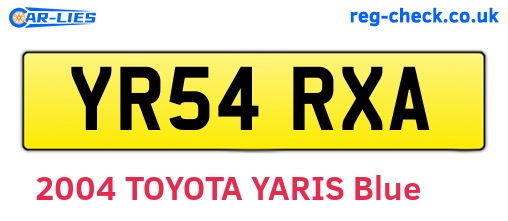 YR54RXA are the vehicle registration plates.
