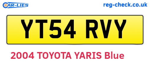 YT54RVY are the vehicle registration plates.