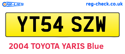 YT54SZW are the vehicle registration plates.
